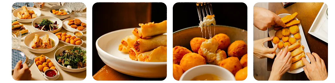 Κροκέτες και φλογέρες Mr Croquette σερβιρισμένες