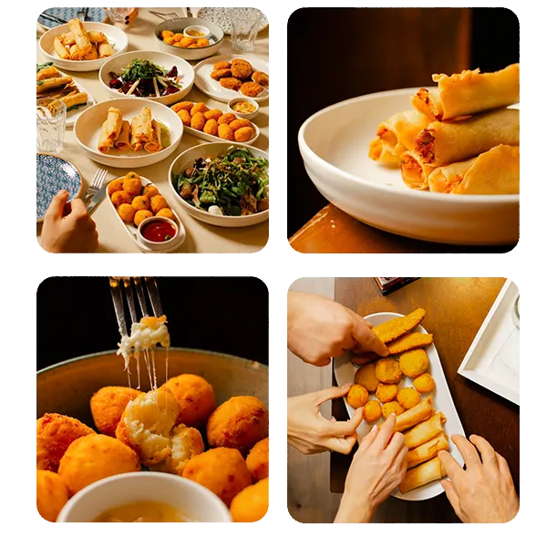 Ποικιλία finger food Mr Croquette σερβιρισμένη